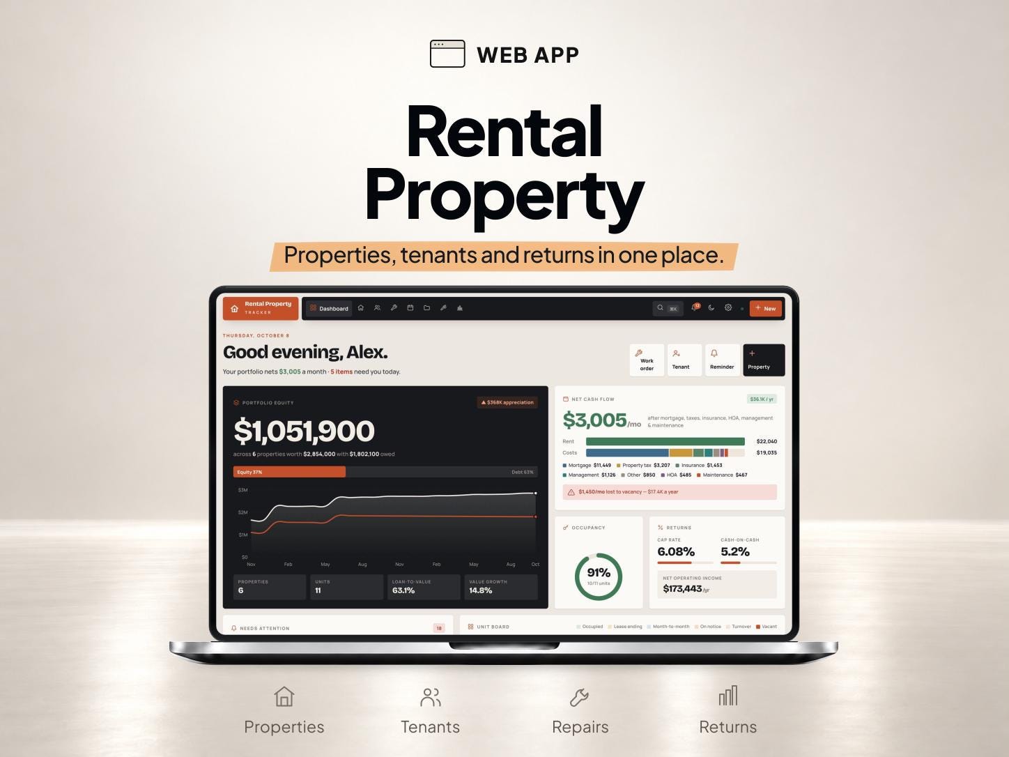 Rental Property Tracker App for Landlords, Tenants and Maintenance — SheetChief product preview