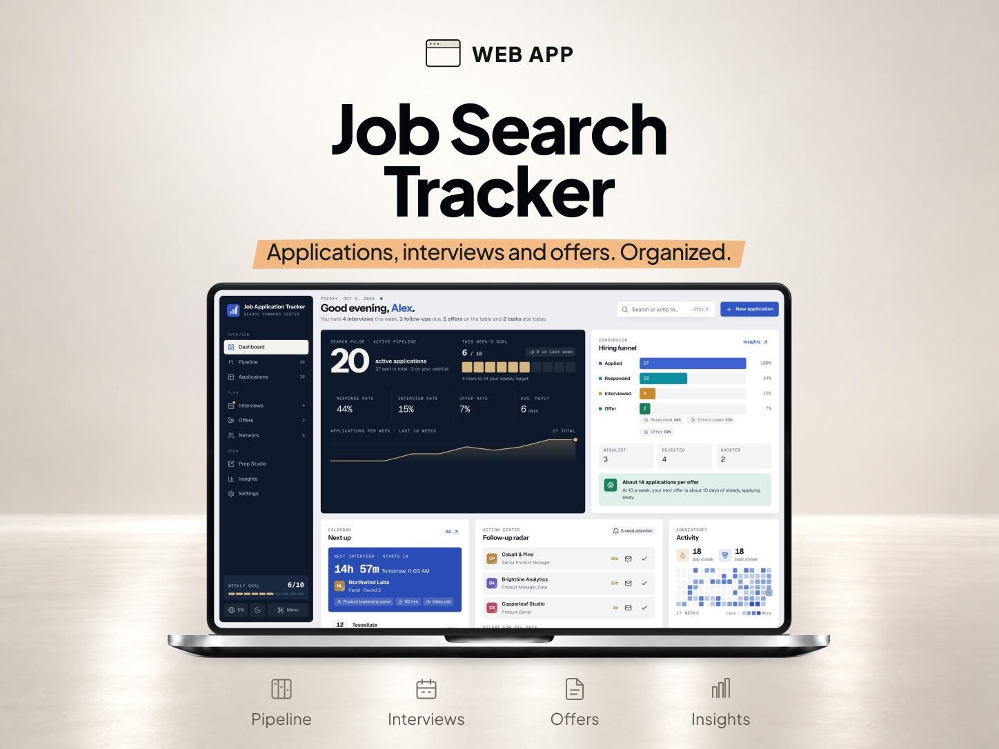 Job Application Tracker App for Interviews, Offers and Career Planning — SheetChief product preview
